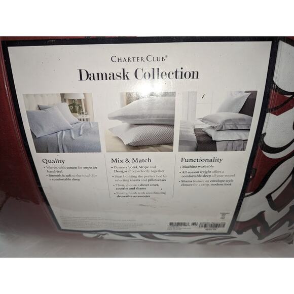 Charter Club Damask Designs Outline 3 PC Duvet Cover Set  Charter Club Damask Designs Outline  3 PC Duvet Cover Set Maroon Red King NEW